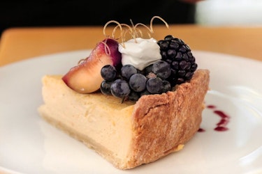 Festive Baked Custard Tart with Poached Plums